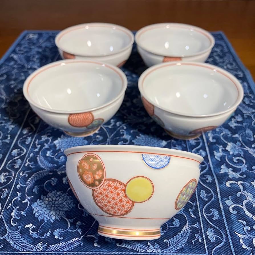 深川製湯呑揃 新品 深川製磁 (フカガワセイジ) 蓋付き湯呑みセット 5Pセット